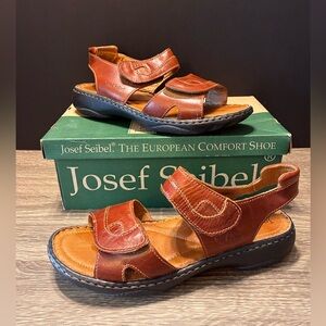 Women's Josef Seibel Debra Comfort Brown Roma Brandy Sandals Leather Size 39